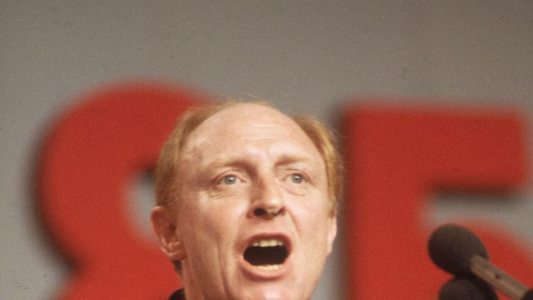Neil Kinnock during his famous Labour party conference speech in 1985