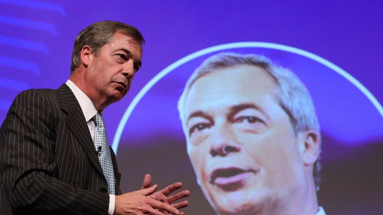 Nigel Farage spoke at a Leave Means Leave event on the fringe of the Tory conference