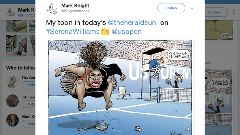 Cartoon criticised as 'racist' by Australian Mark Knight. 