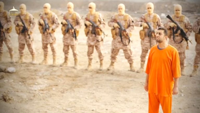An image said to be of Islamic State captive, Muath al-Kasaesbeh, a Jordanian pilot, shortly before his murder