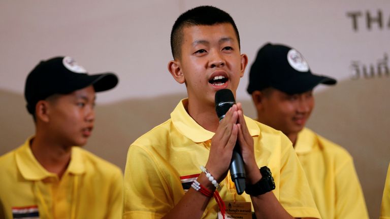 Thailand cave rescue: The "Wild Boars" footballers visit an exhibition featuring their cave rescue earlier this year, in Bangkok, Thailand