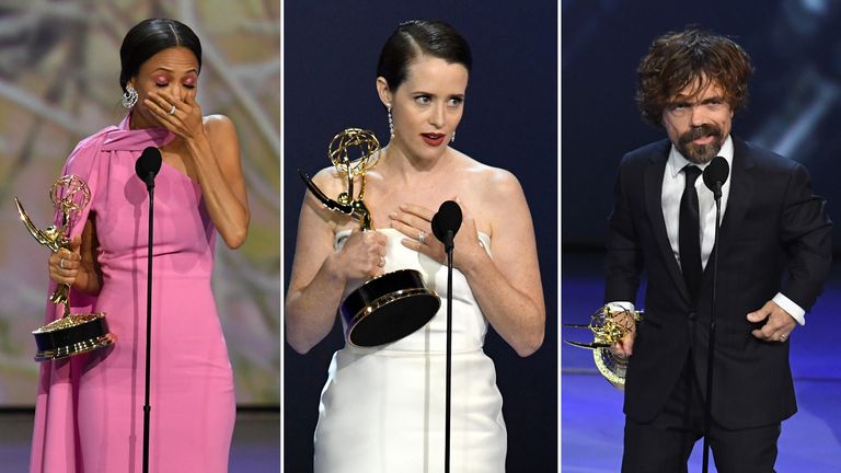 (L-R) Thandie Newton, Claire Foy and Peter Dinklage were among the winners