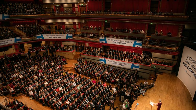 Theresa May makes her keynote speech as she closes the 2016 Conservative conference