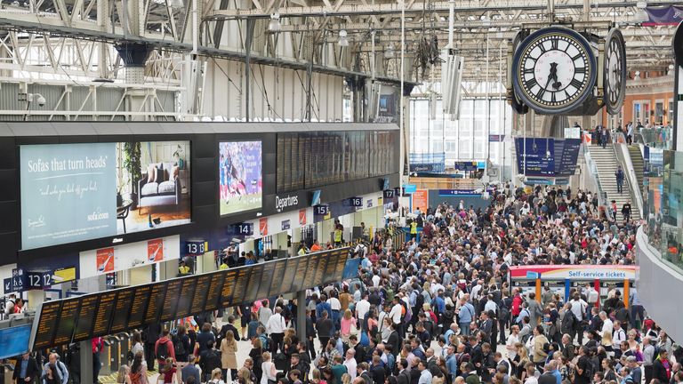 Crowded concourse at Waterloo Station 