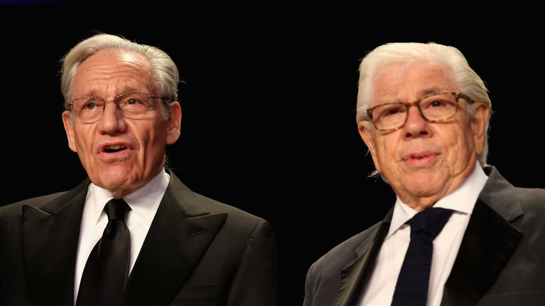 Bob Woodward (L) with carl Bernstein at the 2017 White House Correspondents' Association Dinner
