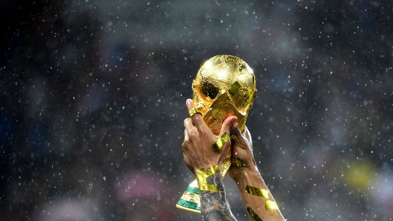 The football World Cup trophy in 2018