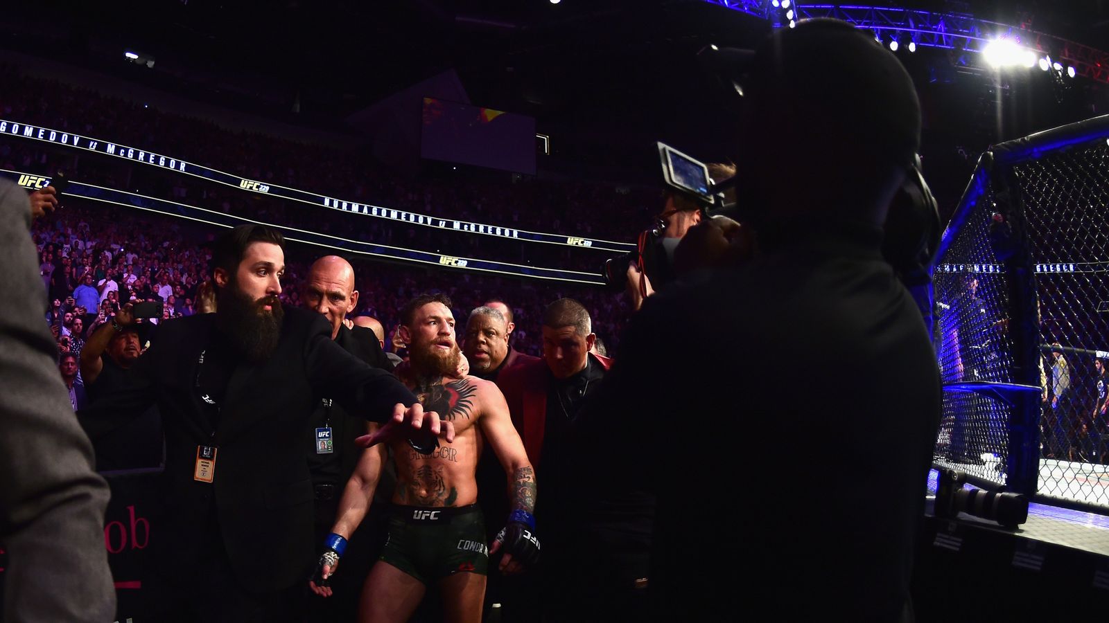 Conor McGregor UFC contest ends in post-fight brawl | World News | Sky News