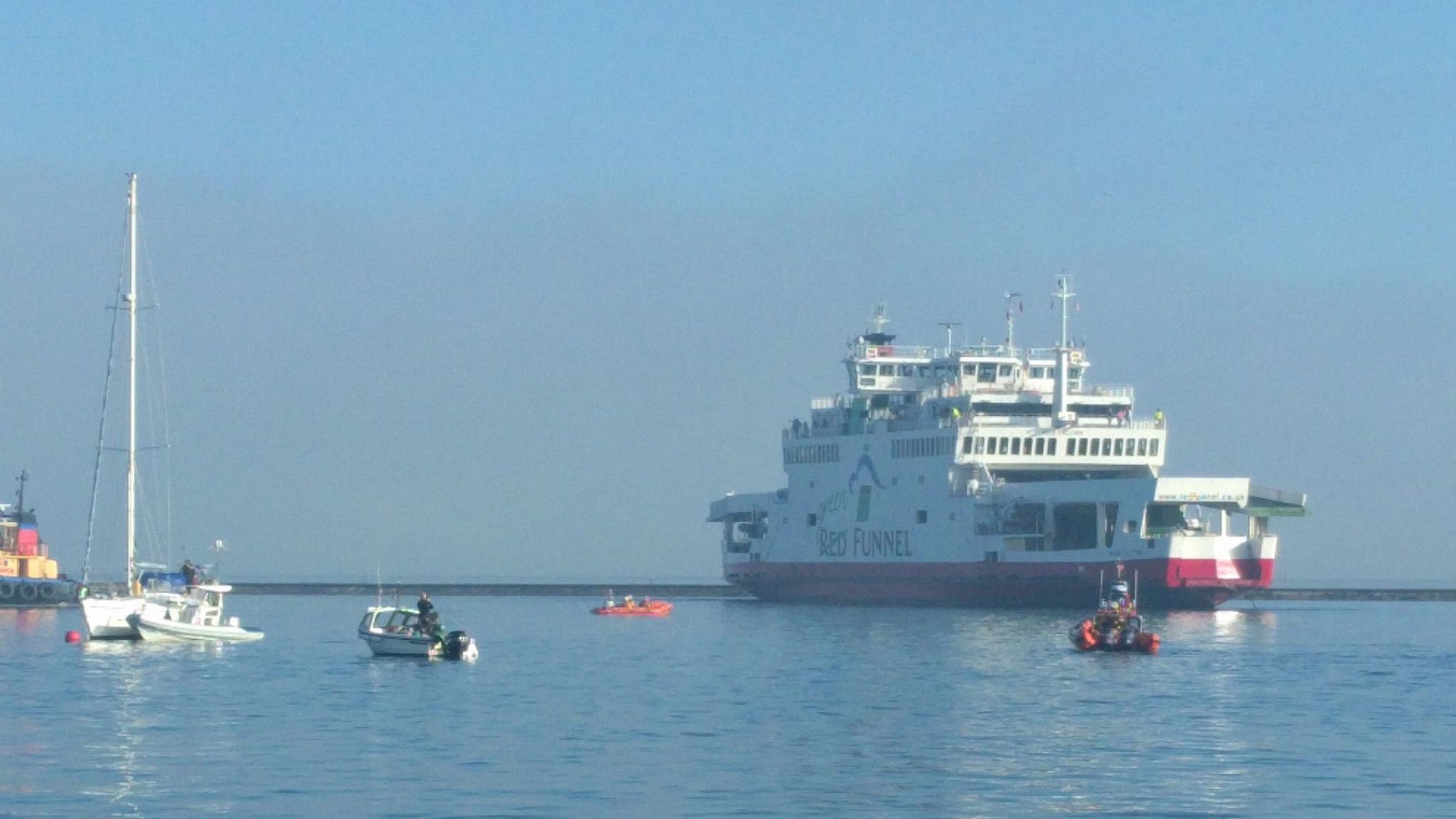 Rescue Operation After Ferry Hits Several Yachts Near Isle Of