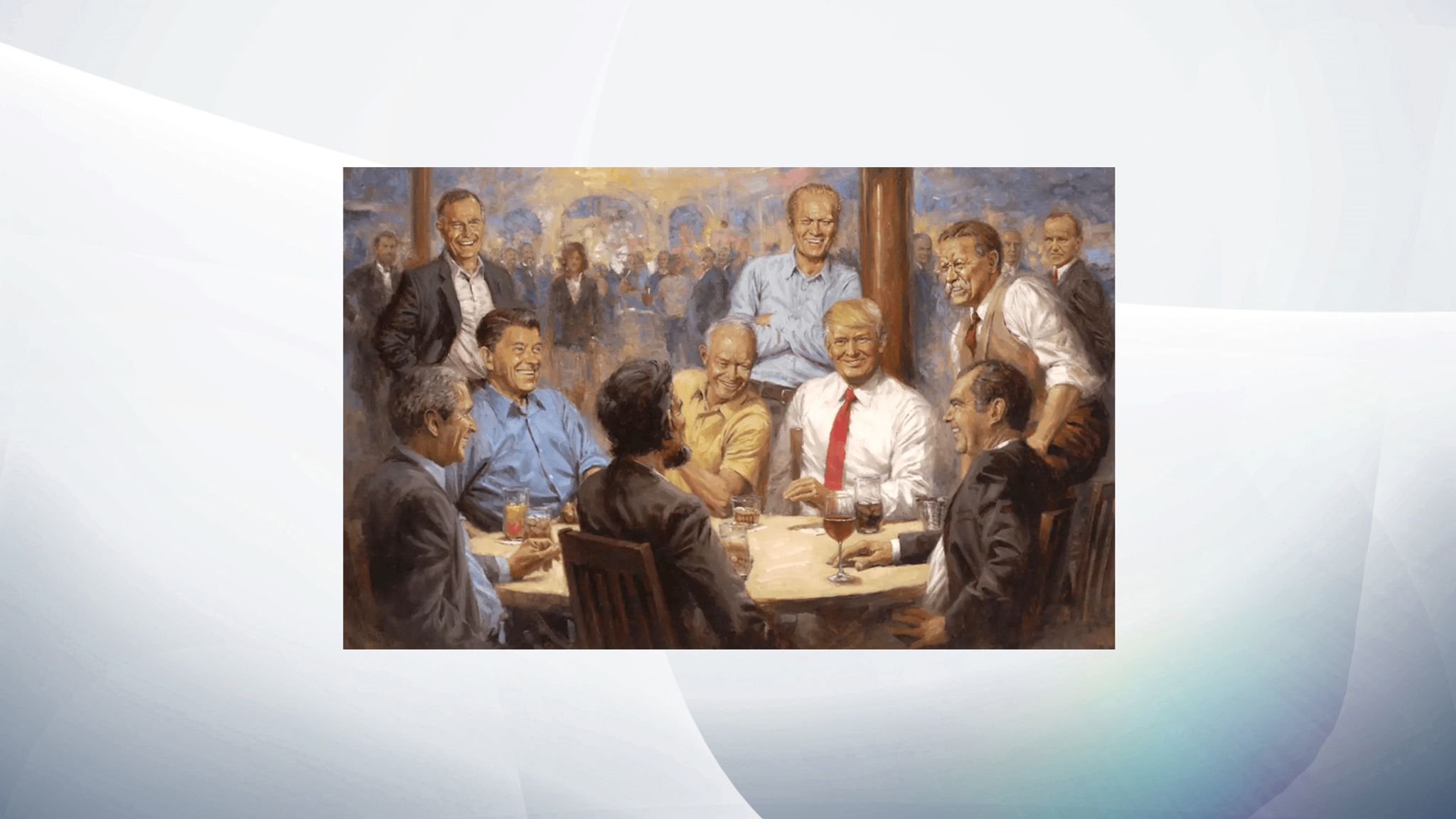 trump painting in dining room