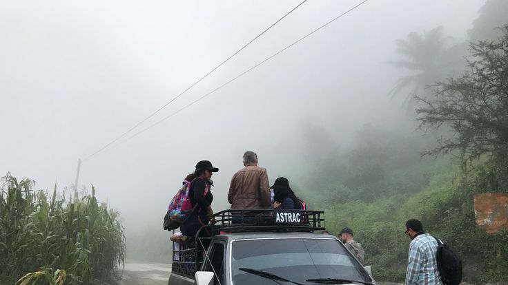 Sky's Stuart Ramsey travelled with the migrants on the back of a pickup truck