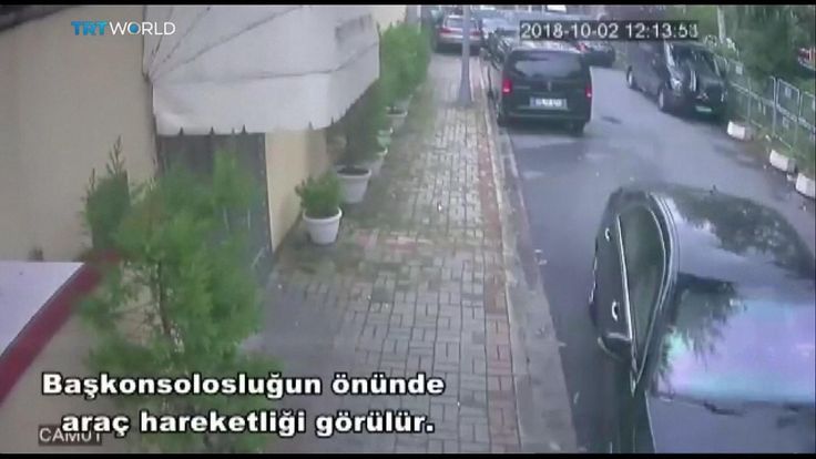 Vans and vehicles leave the Saudi consulate in Istanbul