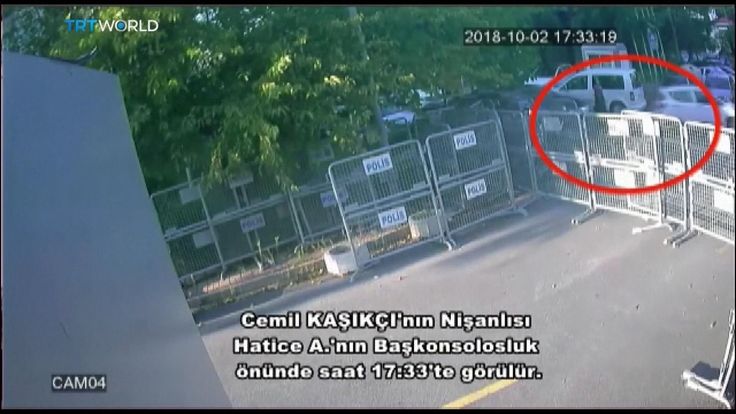 Jamal Khashoggi's fiancee outside the Saudi consulate in Istanbul