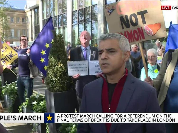 Sadiq Khan at the peoples vote march.