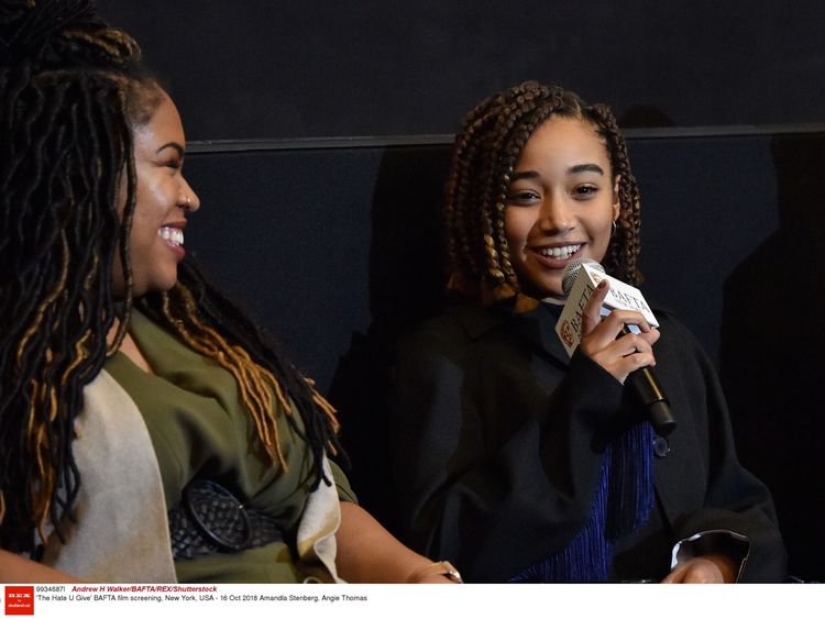 'The Hate U Give' BAFTA film screening, New York, USA - 16 Oct 2018 Angie Thomas (left), Amandla Stenberg