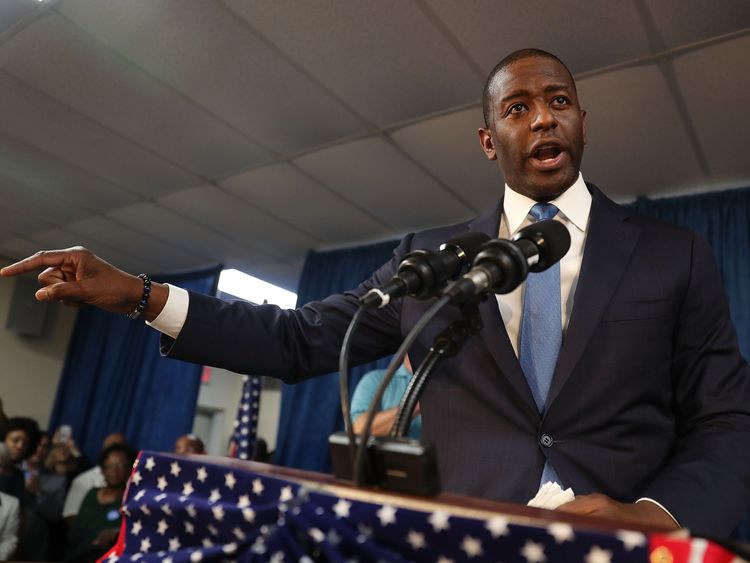 Andrew Gillum the Democratic candidate for Florida Governor speaks during a campaign rally at the International Union of Painters and Allied Trades on August 31, 2018 in Orlando, Florida. Mr. Gillum is facing off against his Republican challenger Rep. Ron DeSantis (R-FL) in the November 6th election.