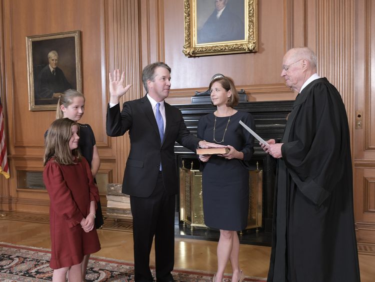 Judge Kavanaugh being sworn in. Pic: Fred Schilling, Collection of the Supreme Court of the United States