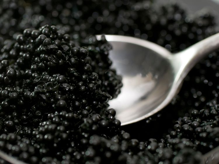 Spoon in caviar