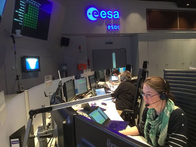 The mission controllers of the European Space Operations Center in Darmstadt, Germany, in preparation for the launch of BepiColombo 