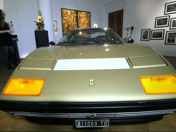 The Ferrari's paintwork boasts a rare shade of gold