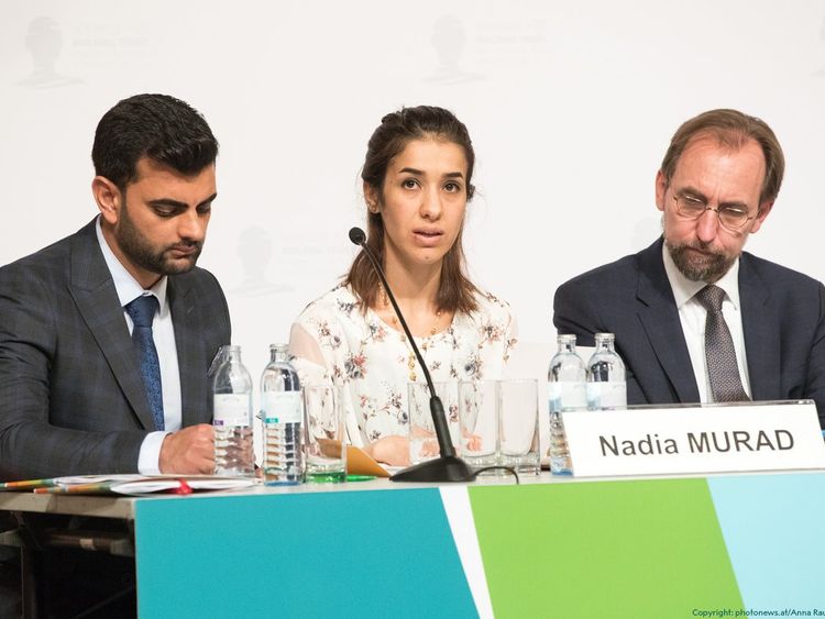 Nadia Murad was sexually abused by IS before she managed to escape. Pic: Nobel Prize