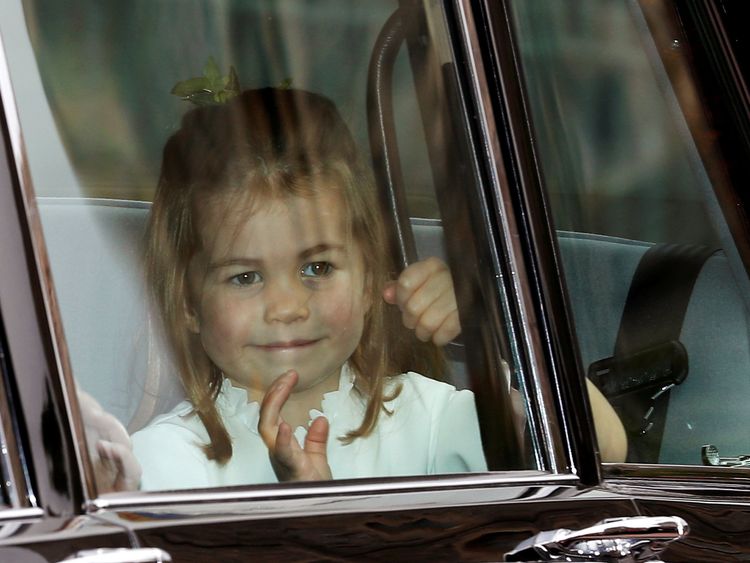 Princess Charlotte arrives for the wedding