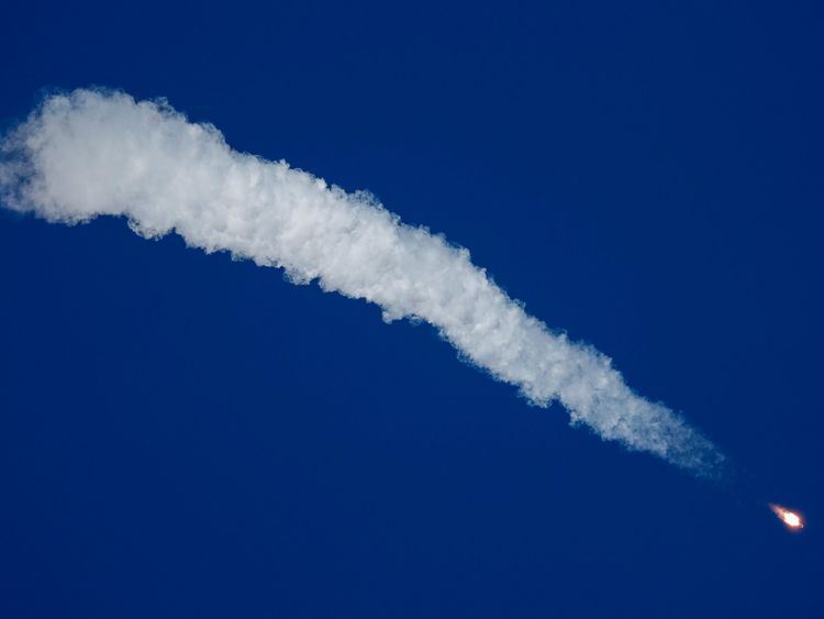 The Soyuz MS-10 spacecraft carrying the crew of astronaut Nick Hague of the U.S. and cosmonaut Alexey Ovchinin of Russia blasts off