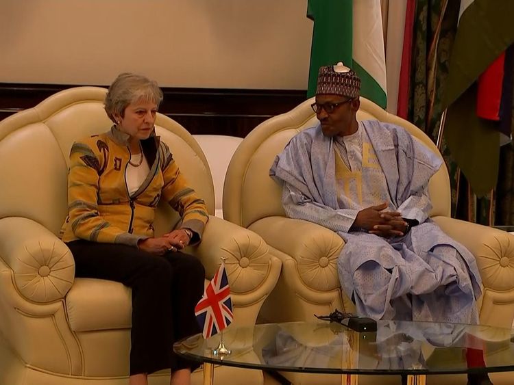Theresa May announced measures to tackle trafficking during an Africa trip.