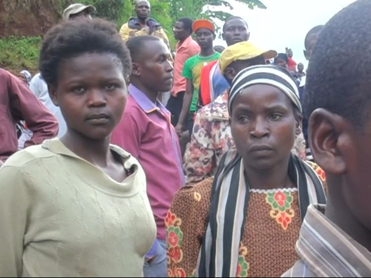 Relatives waiting anxiously after the landslide