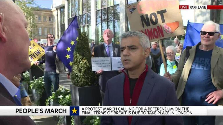 Sadiq Khan at the peoples vote march.