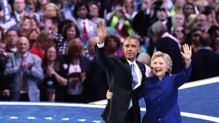 Barack Obama and Hillary Clinton in 2016