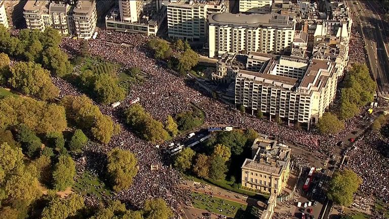 Hundreds of thousands of people attended the rally in London