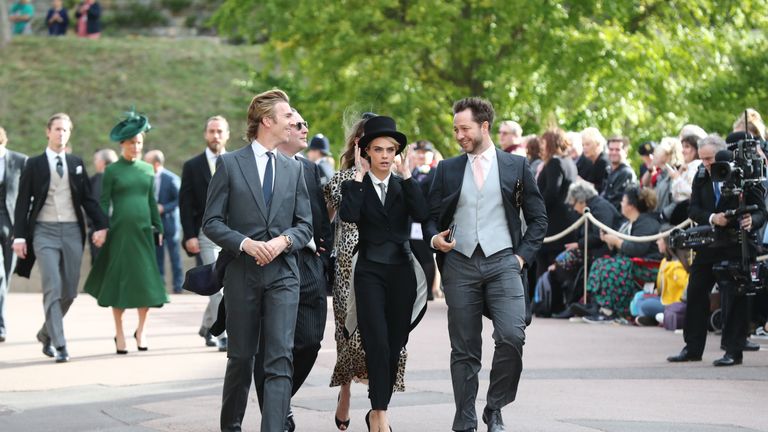 Cara Delevingne arriving at Eugenie&#39;s royal wedding