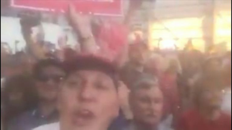 Cesar Sayoc chants at Trump valley
