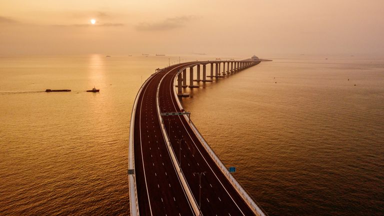 A section of the Hong Kong-Zhuhai-Macau Bridge in China