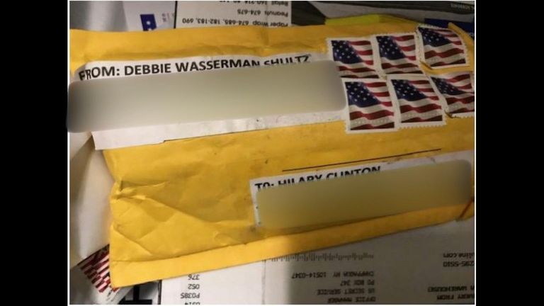 The package sent to Hillary Clinton. Pic: ABC News