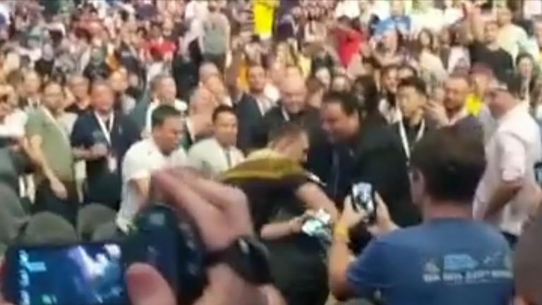 Fight breaks out in crowd at Conor McGregor weigh-in in Las Vegas