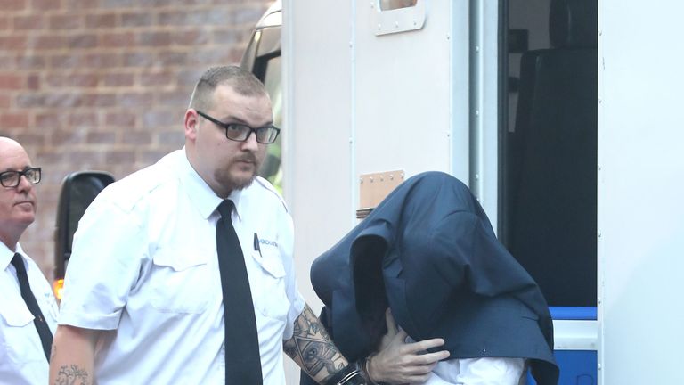 The killer covered his head and he was led in Lewes Crown Court on 16 October