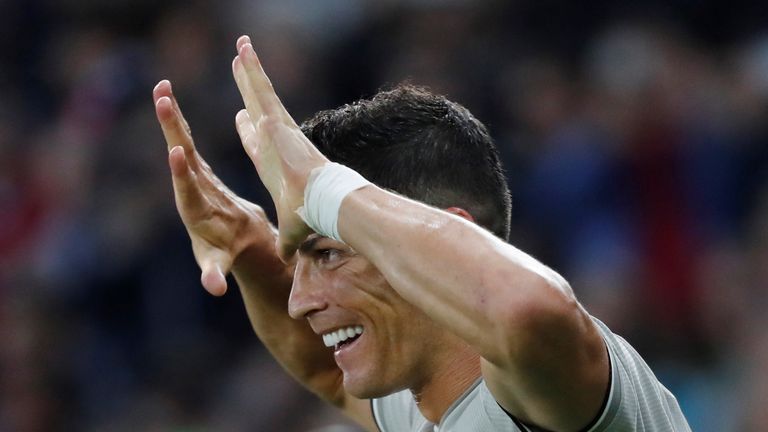 Cristiano Ronaldo celebrates after scoring for Juventus