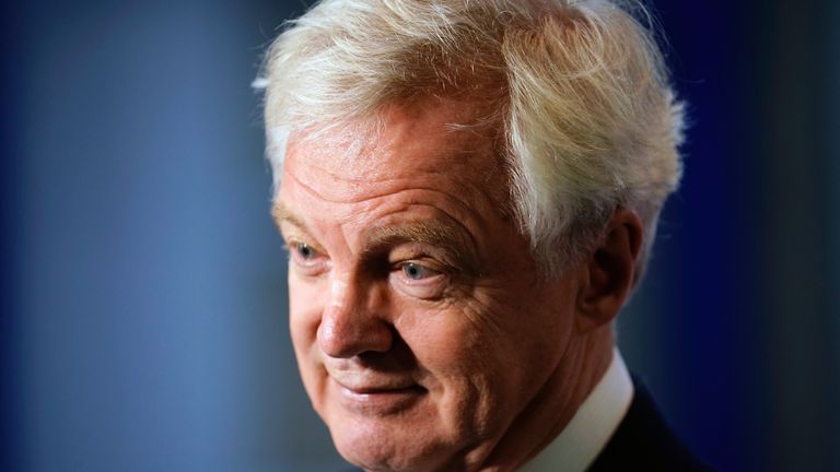 BIRMINGHAM, ENGLAND - OCTOBER 01: Former Brexit Secretary David Davis gives a media interview on day two of the annual Conservative Party Conference on October 1, 2018 in Birmingham, England. This year it is being held against a backdrop of party division on Brexit. The Prime Minister is pushing ahead with her unpopular Chequers Deal which promises a softer Brexit creating a free trade area with the EU enabling frictionless access for goods.