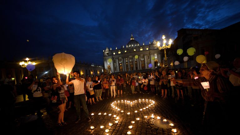 Demonstrators at the Vatican marking the 30th anniversary of Emanuela Orlandi&#39;s disappearance in 2013