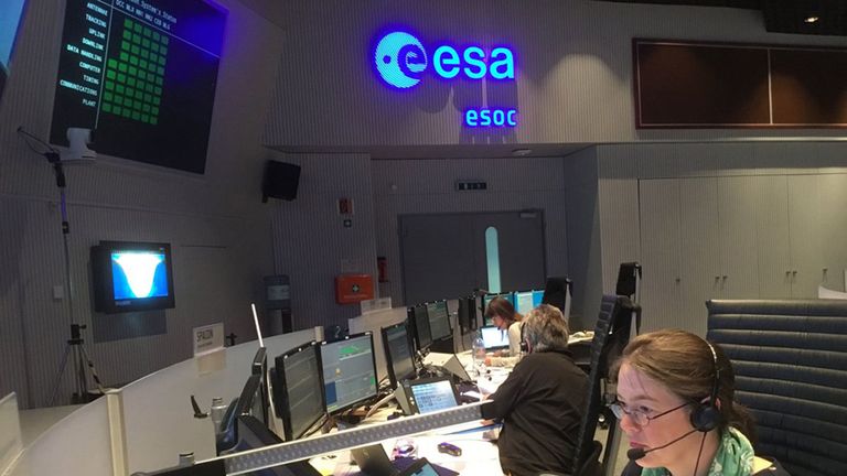 Mission controllers at the European Space Operations Centre in Darmstadt, Germany, as they prepare for the BepiColombo launch 