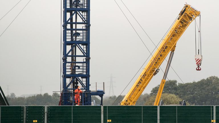 Activity could be seen inside the fracking site on Friday