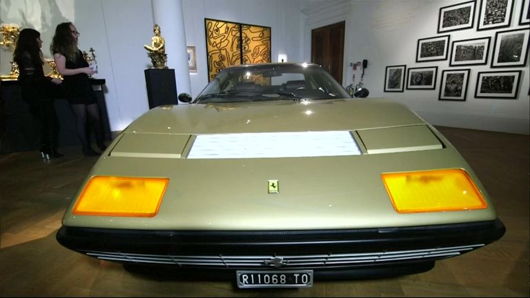 The Ferrari&#39;s paintwork boasts a rare shade of gold