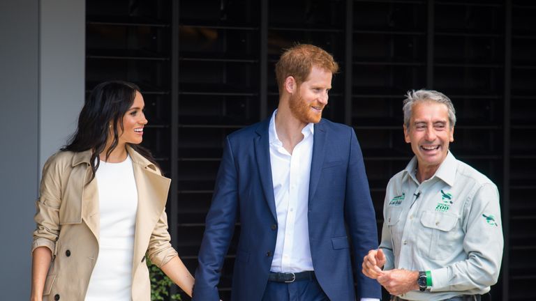 Prince Harry and Meghan during a visit to Taronga Zoo