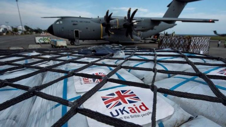 The UK aid package includes much-needed aircargo handling equipment