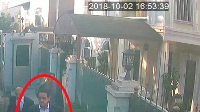 Surveillance camera footage of a man, previously seen with Saudi Crown Prince Mohammed bin Salman&#39;s entourage, outside the Saudi consul general&#39;s residence in Istanbul