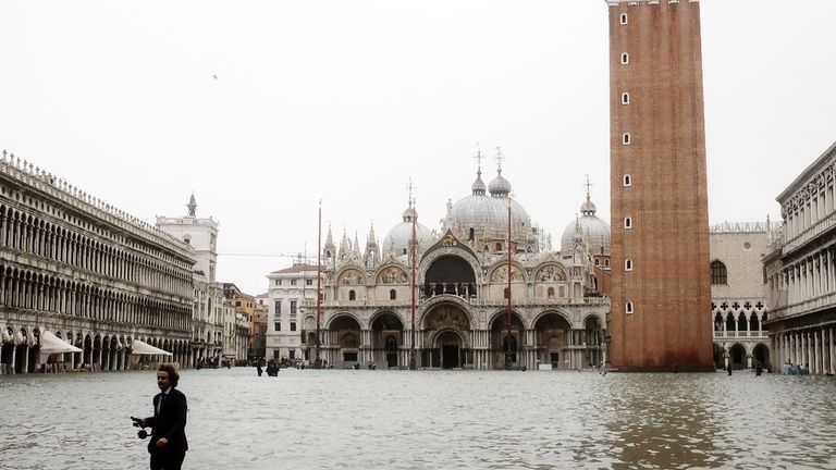 Flooding in St Mark&#39;s Square in Venice