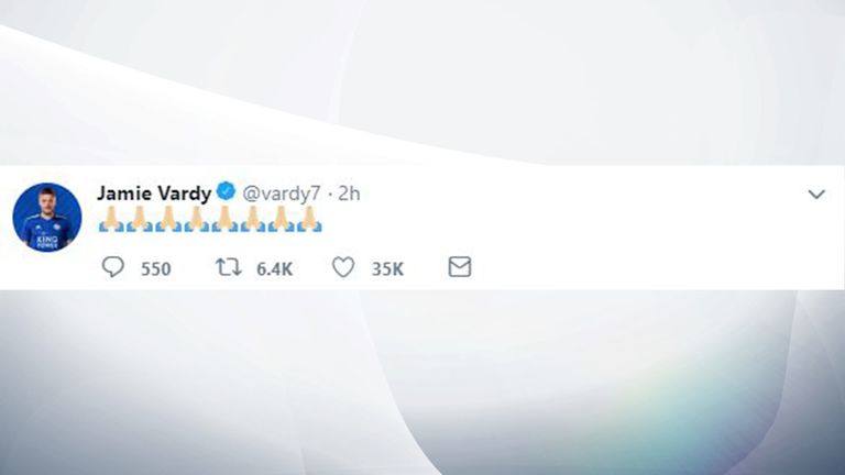 Jamie Vardy tweeted eight praying emojis