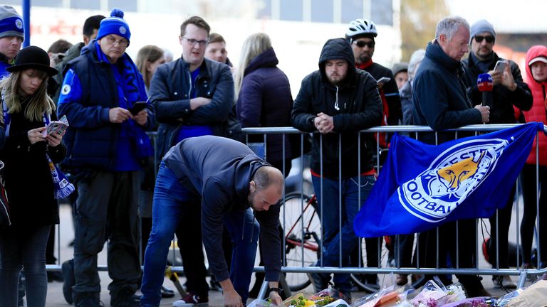 Foxes fans have gathered outside the King Power Stadium
