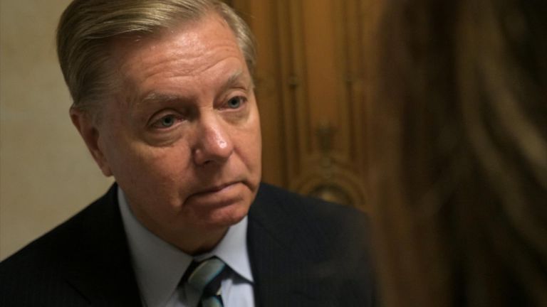 Lindsey Graham&#39;s praise of Mr Kavanaugh was met with mixed reaction